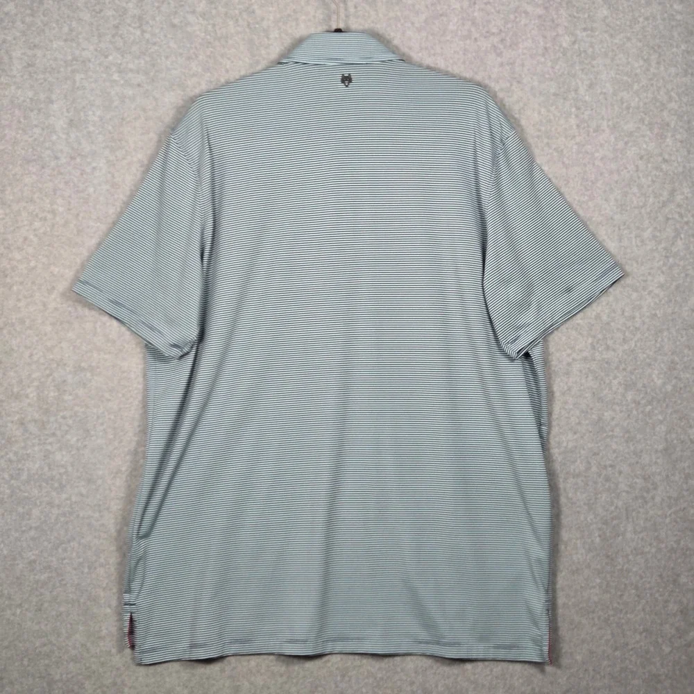 Greyson Mens XL Short Sleeve‎ Polo Shirt Striped Blue White Golf Performance